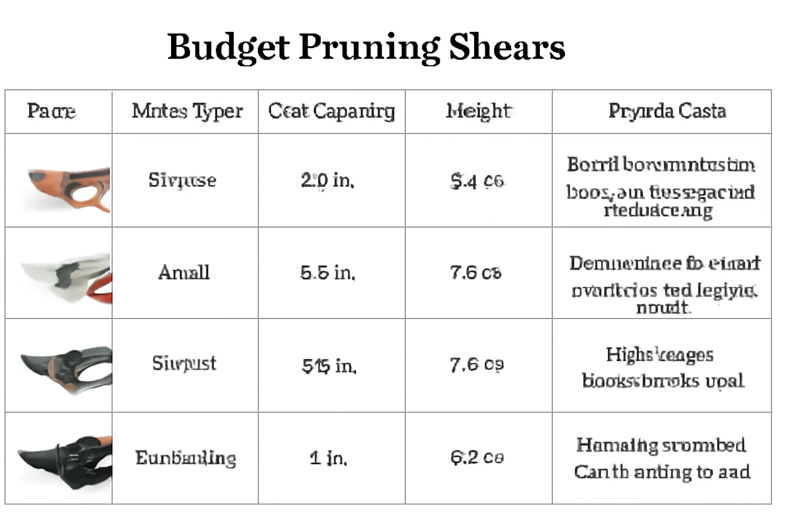 3. Comparison Table: Price, Blade Type, Cut Capacity, Weight, Pros & Cons