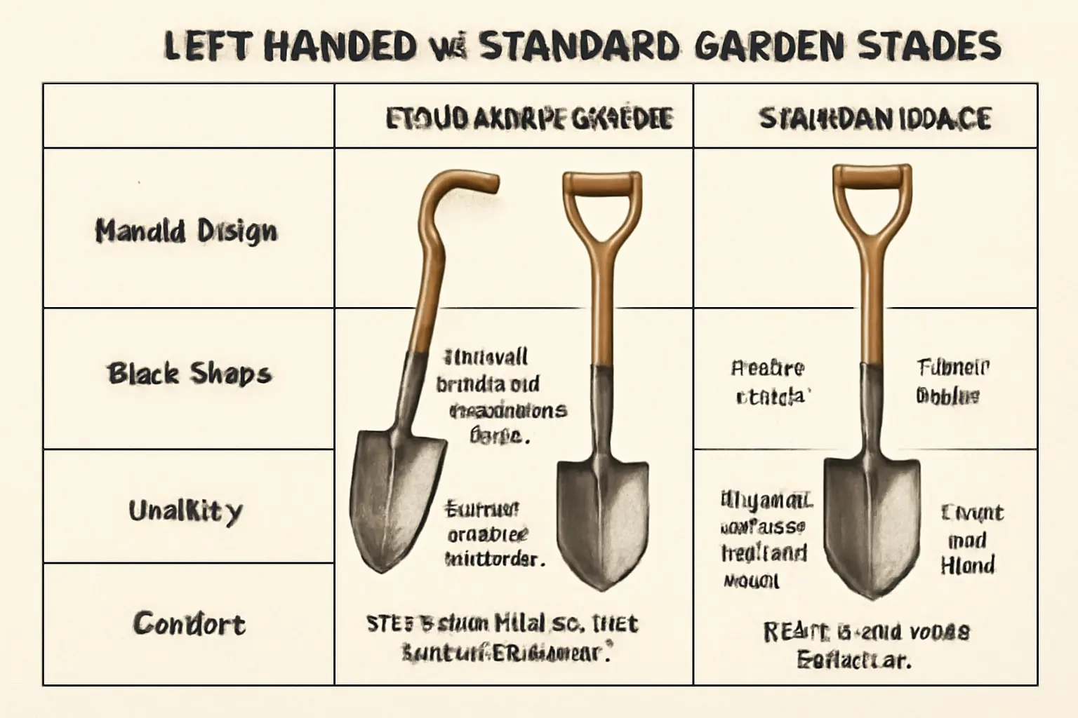 6. Left Handed vs. Standard Garden Spades: Comparison Table