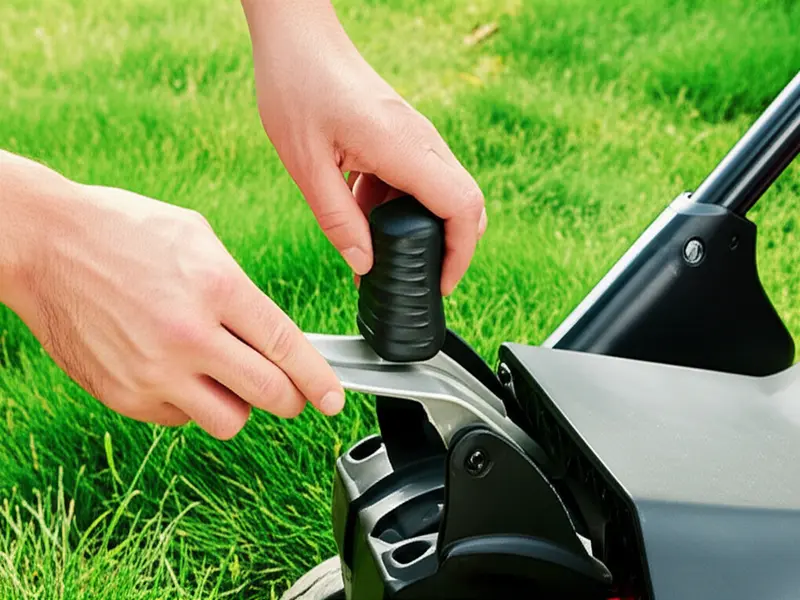 A well-maintained green lawn with a close-up of grass blades showing proper mowing height.