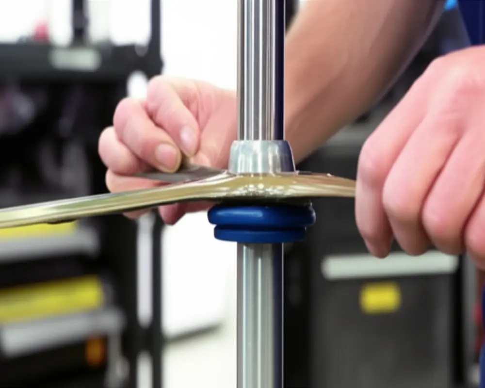 Balancing lawn mower blade on a blade balancer tool