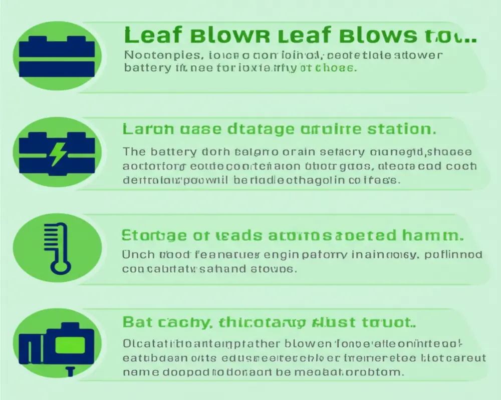 Battery Care and Storage Battery pack care and storage infographic for cordless leaf blowers