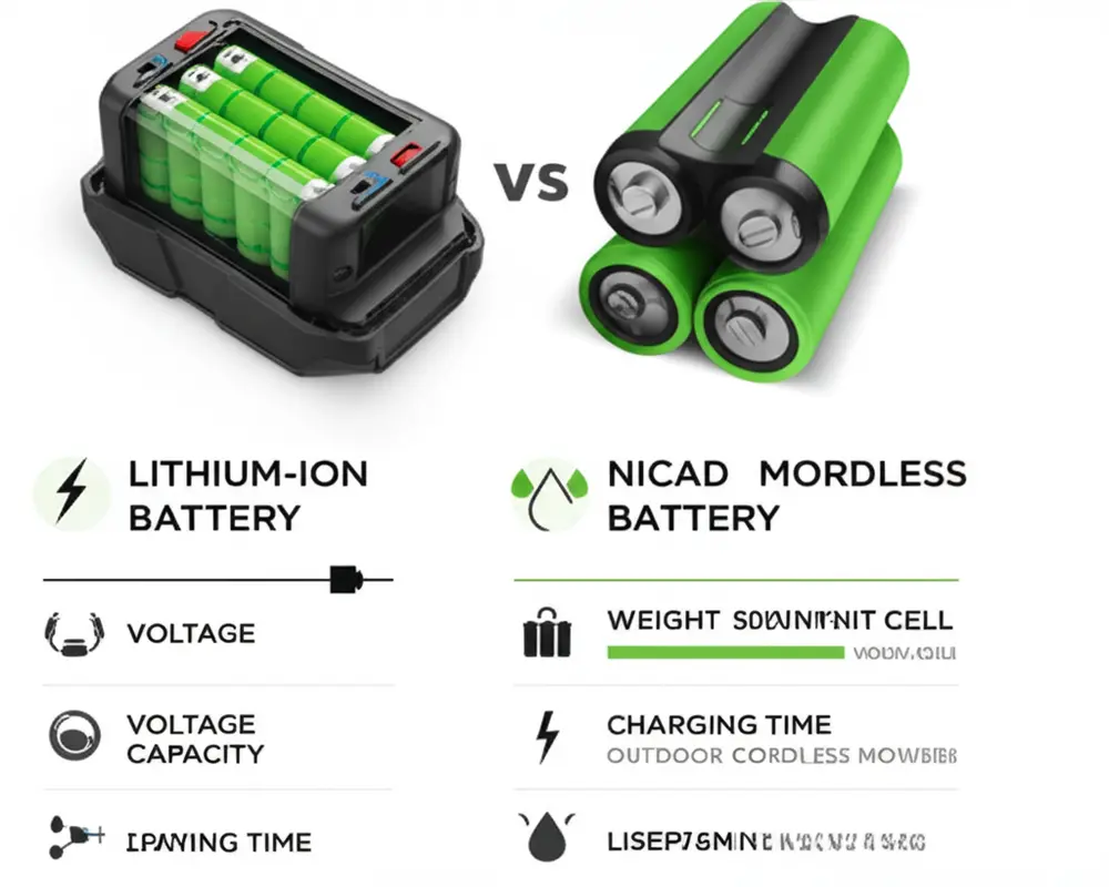 Comparison of lithium-ion and NiCad cordless mower batteries