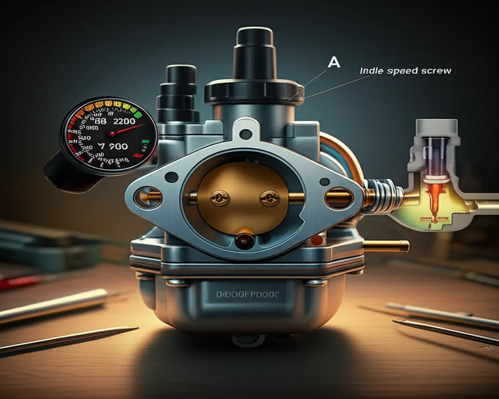 Step-by-step carburetor adjustment for leaf blower: screws, idle speed, and air mixture