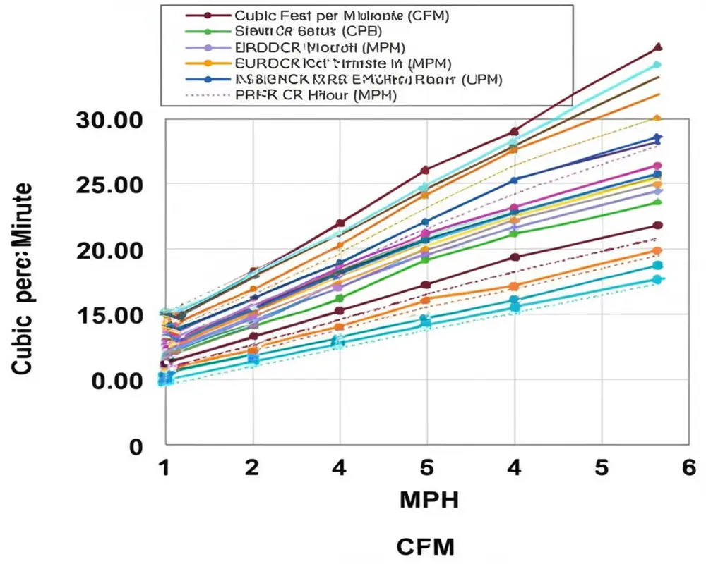 Comparison graph of CFM vs MPH in blowers
