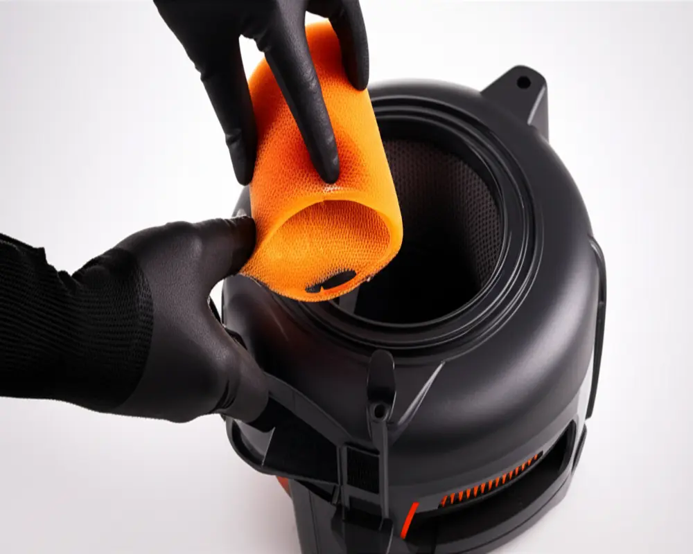 Step-by-step process of cleaning a foam leaf blower air filter safely