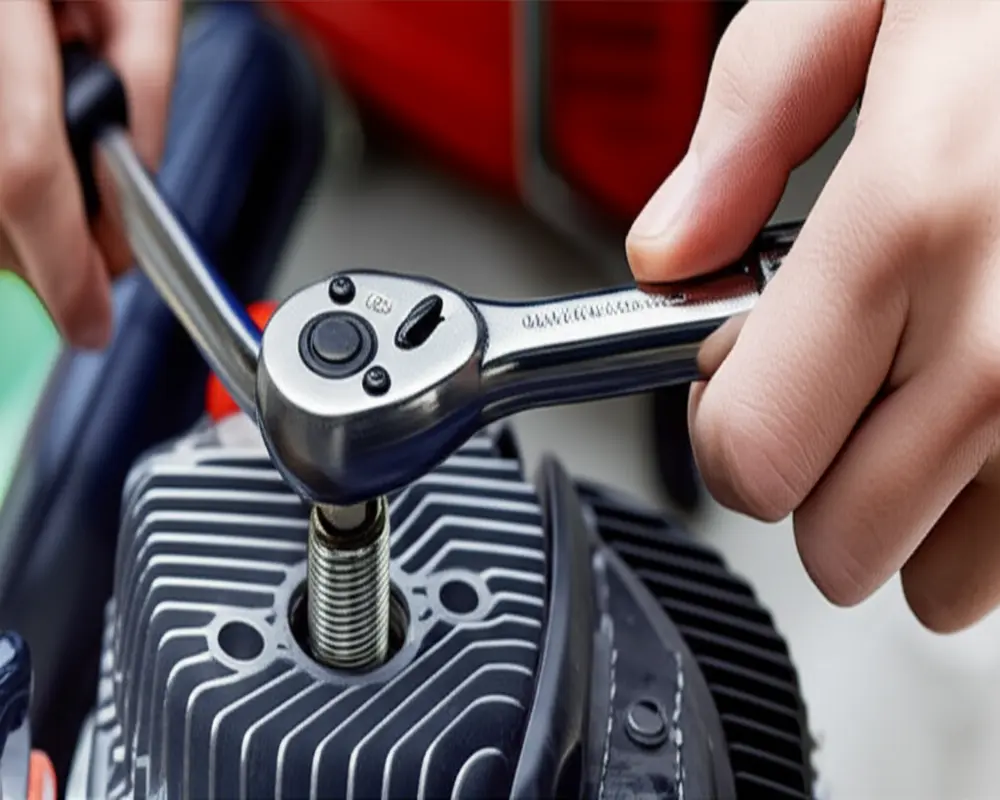 Proper installation of a leaf blower spark plug with correct torque