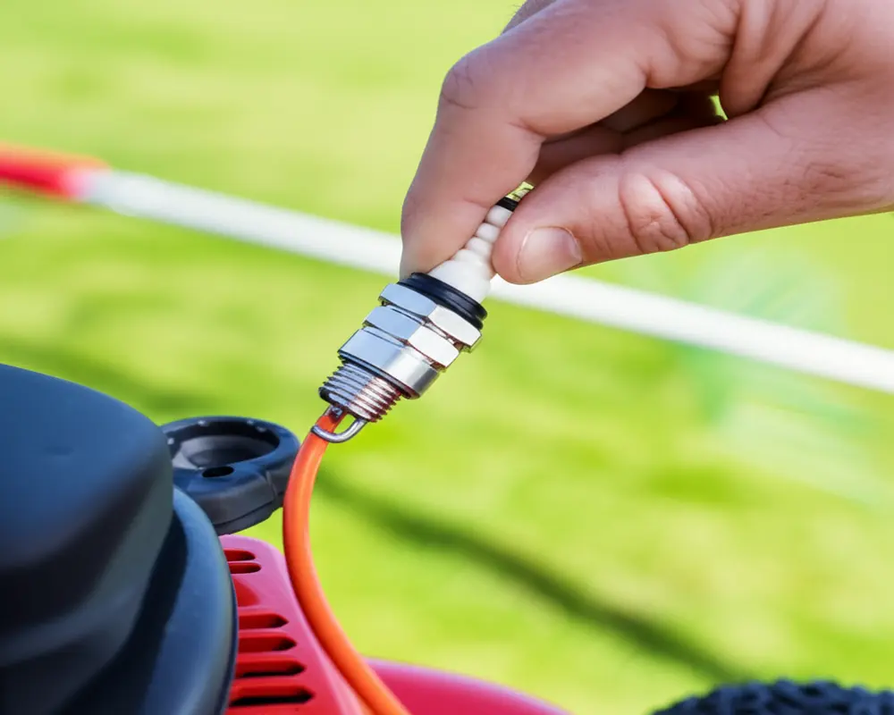 Disconnecting spark plug wire for safety in lawn mower storage Disconnecting spark plug wire for safety in lawn mower storage