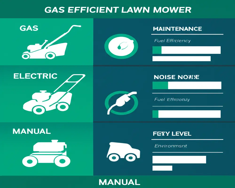 Comparison chart of gas, electric, and manual fuel-efficient lawn mowers