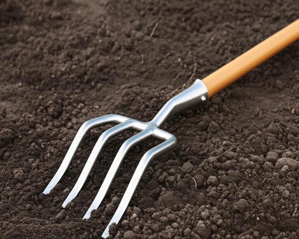 Entry-Level Garden Fork Entry-level garden fork with basic carbon steel tines and wooden handle