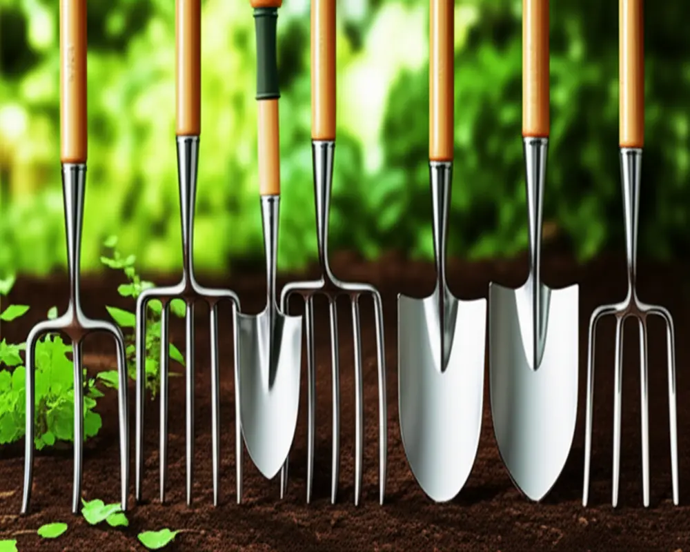Premium Garden Fork Brands Premium garden forks from renowned brands like Sneeboer and DeWit showing craftsmanship and high-quality materials