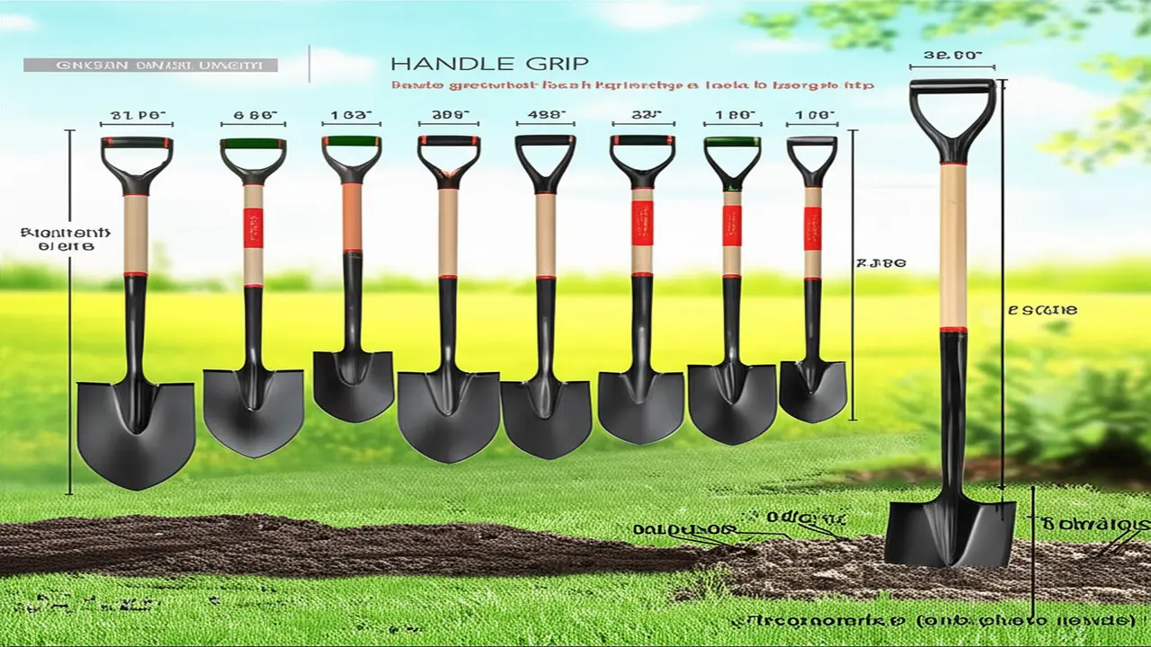 Comparison of garden spade handle lengths and grip types for different gardening tasks