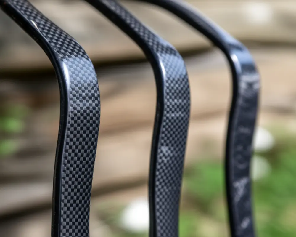 Forged carbon steel garden fork tines showing durability and strength