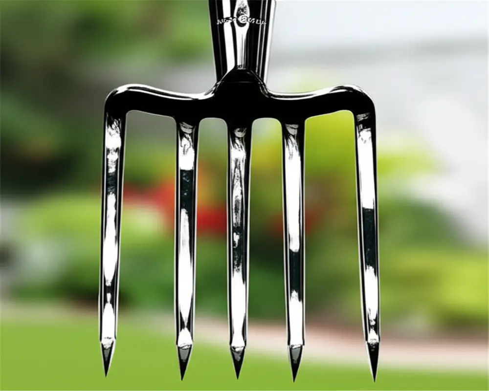Stainless steel garden fork head showing rust resistance