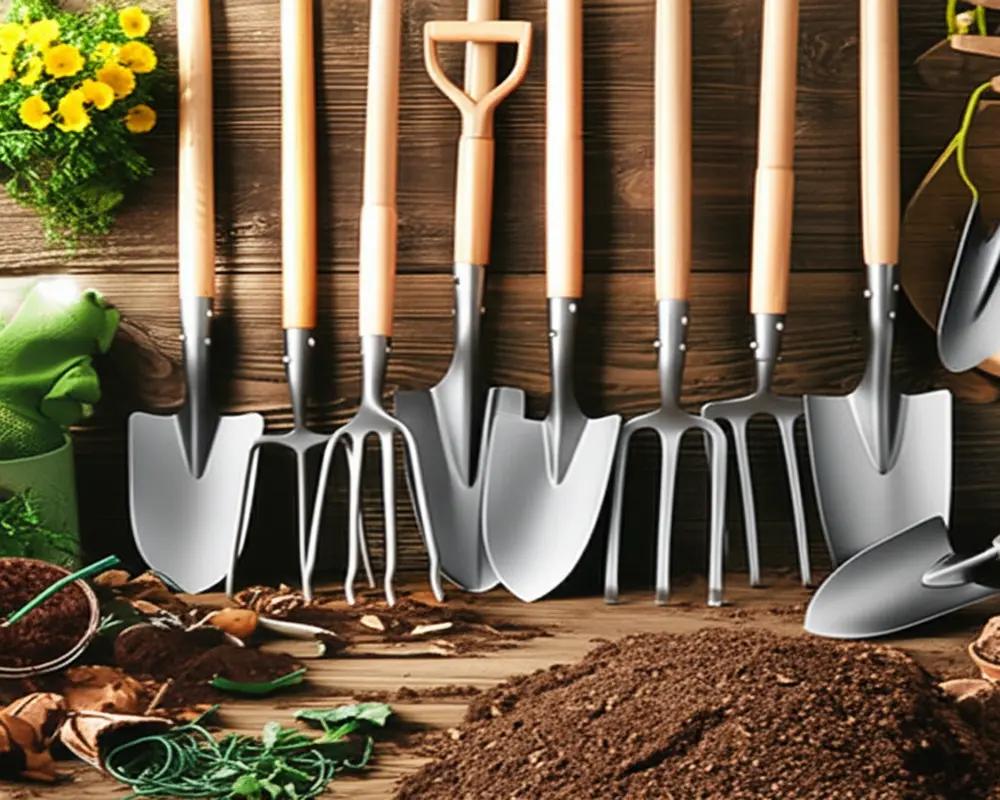 Various types of garden forks suitable for beginners including digging and compost forks