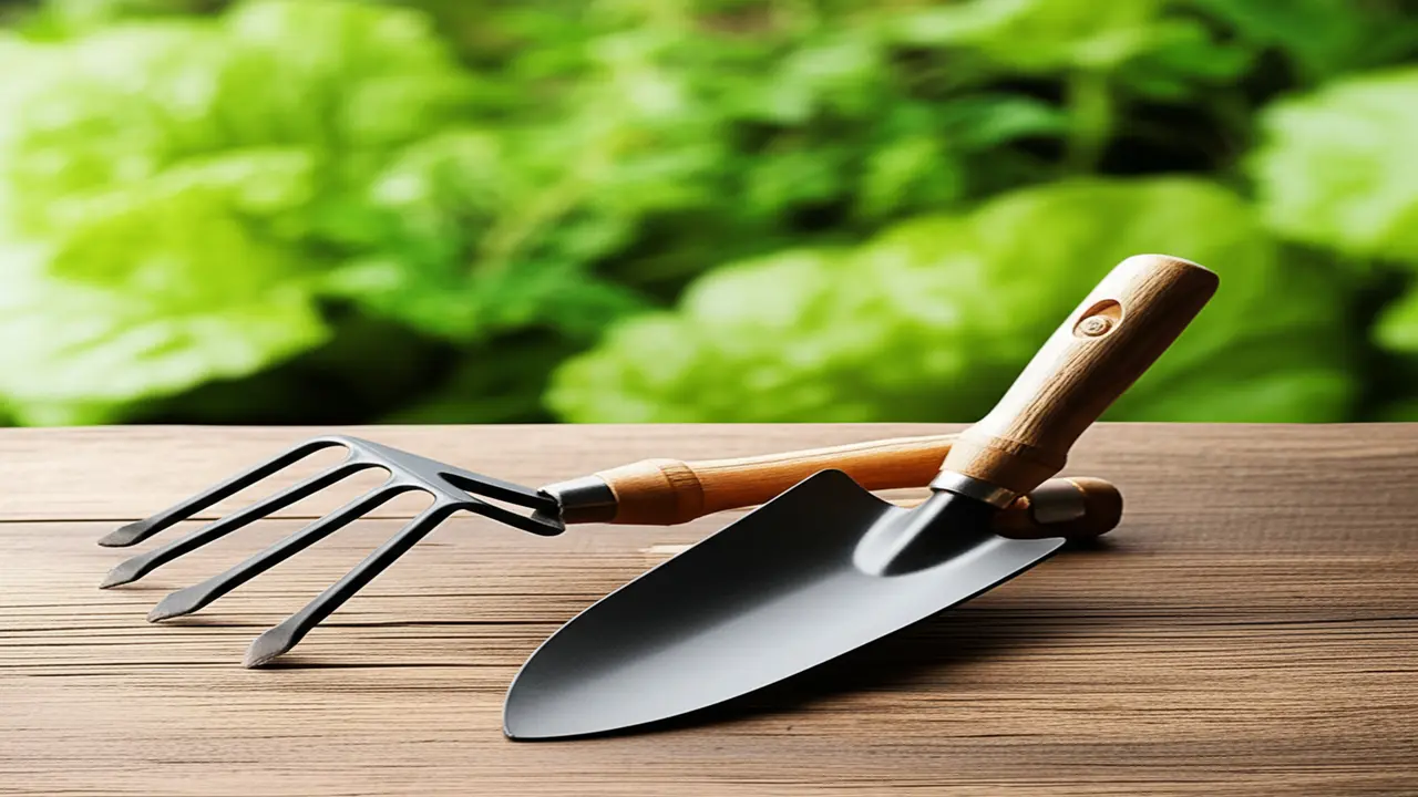 Comparison between small garden fork and hand trowel tools