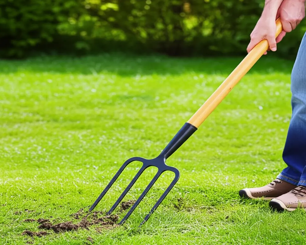 Gardener using a well-balanced garden fork demonstrating the importance of garden fork weight