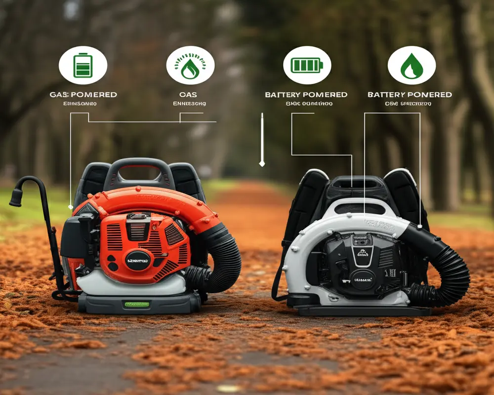 Comparison of gas and battery backpack leaf blowers
