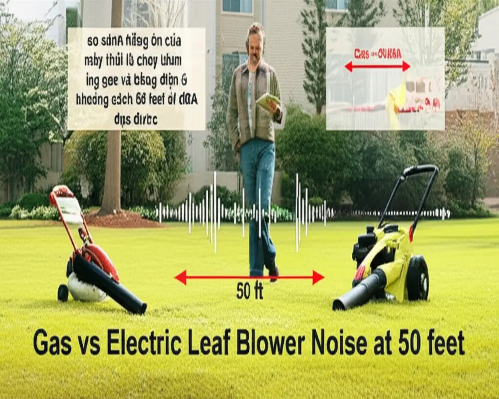Gas vs electric leaf blower noise comparison at 50 feet with dBA readings