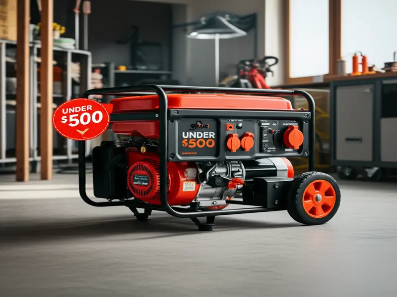 Portable generator powering outdoor activities Family using a portable generator during a camping trip