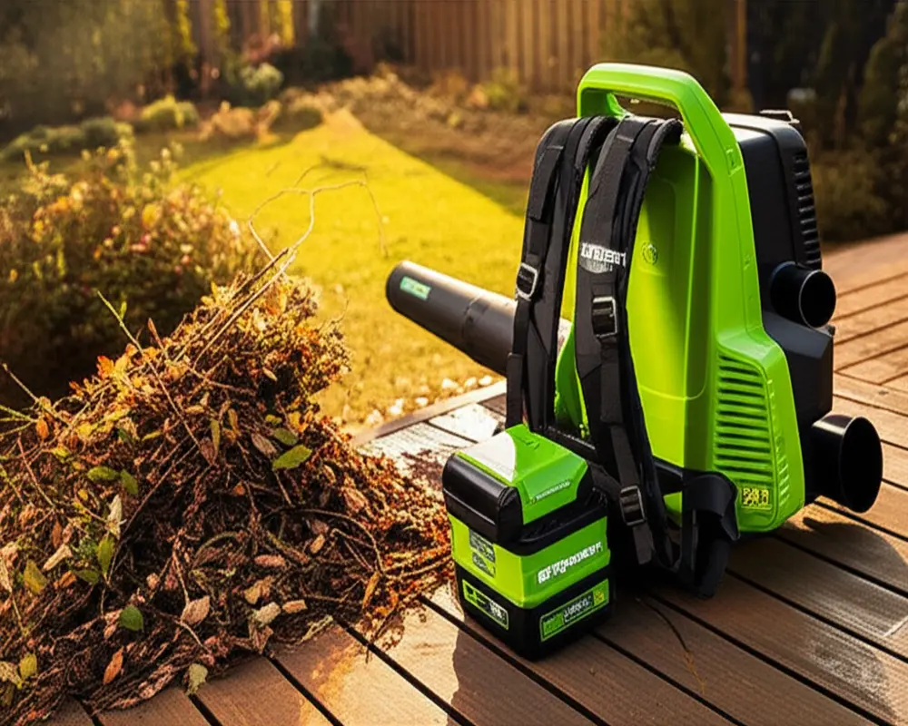 Greenworks 80V Pro backpack leaf blower ready for heavy debris