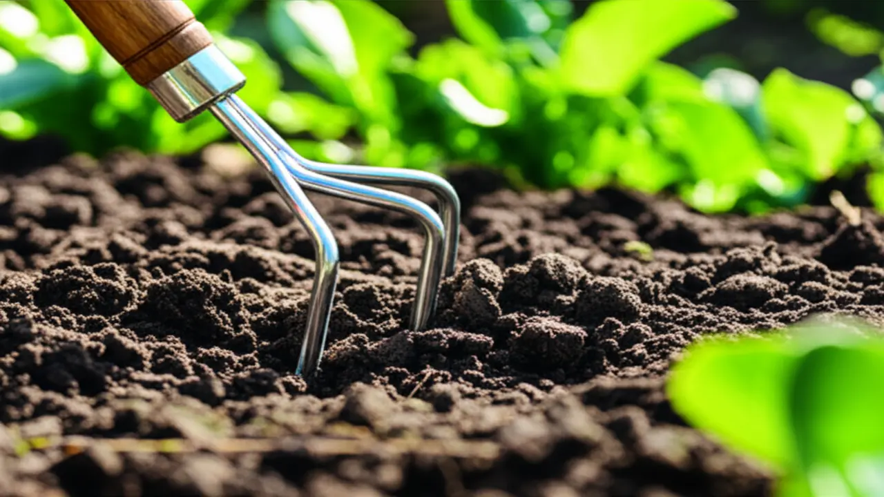 Hand cultivator working in loamy soil for effective cultivation
