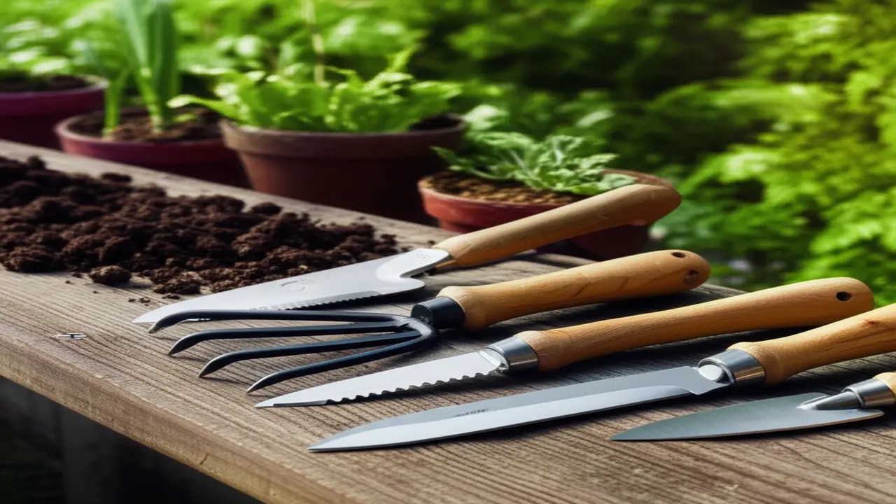 Hand cultivator raised beds tool types showing claw, hori-hori knife and hand hoes