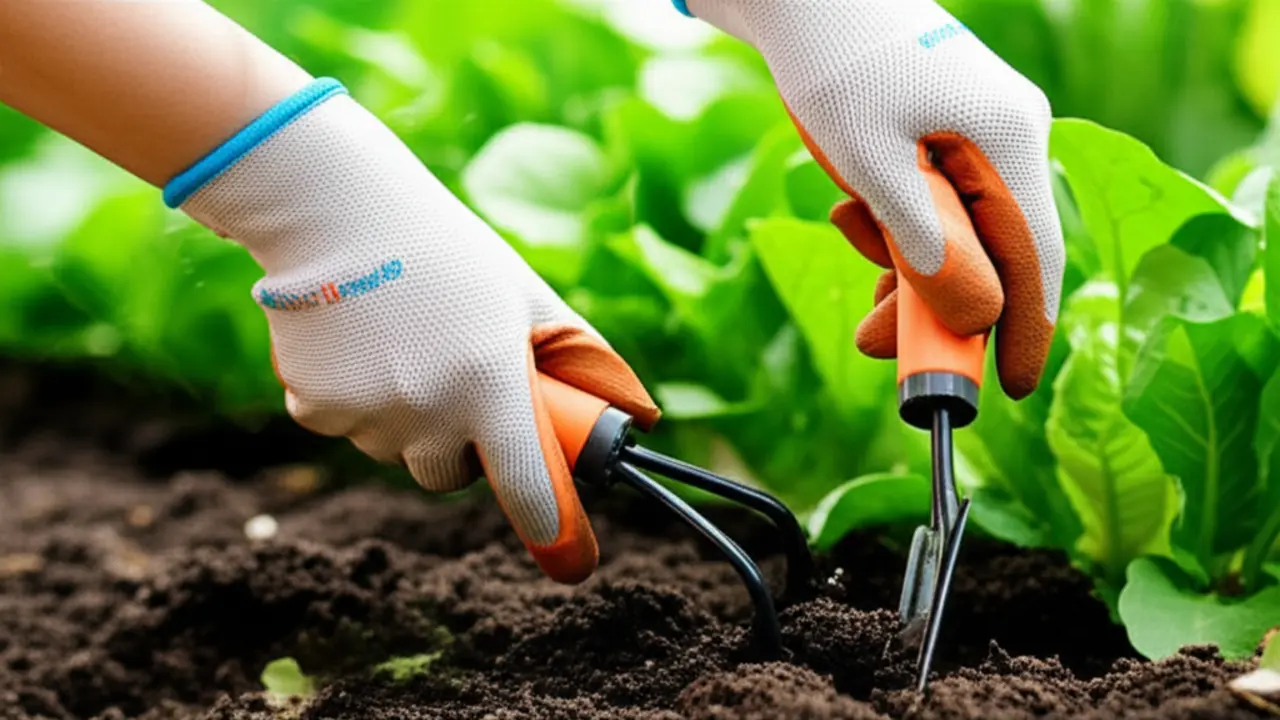Personal Protective Equipment (PPE): Your Safety Gear Hand cultivator being used with sturdy gardening gloves for safety