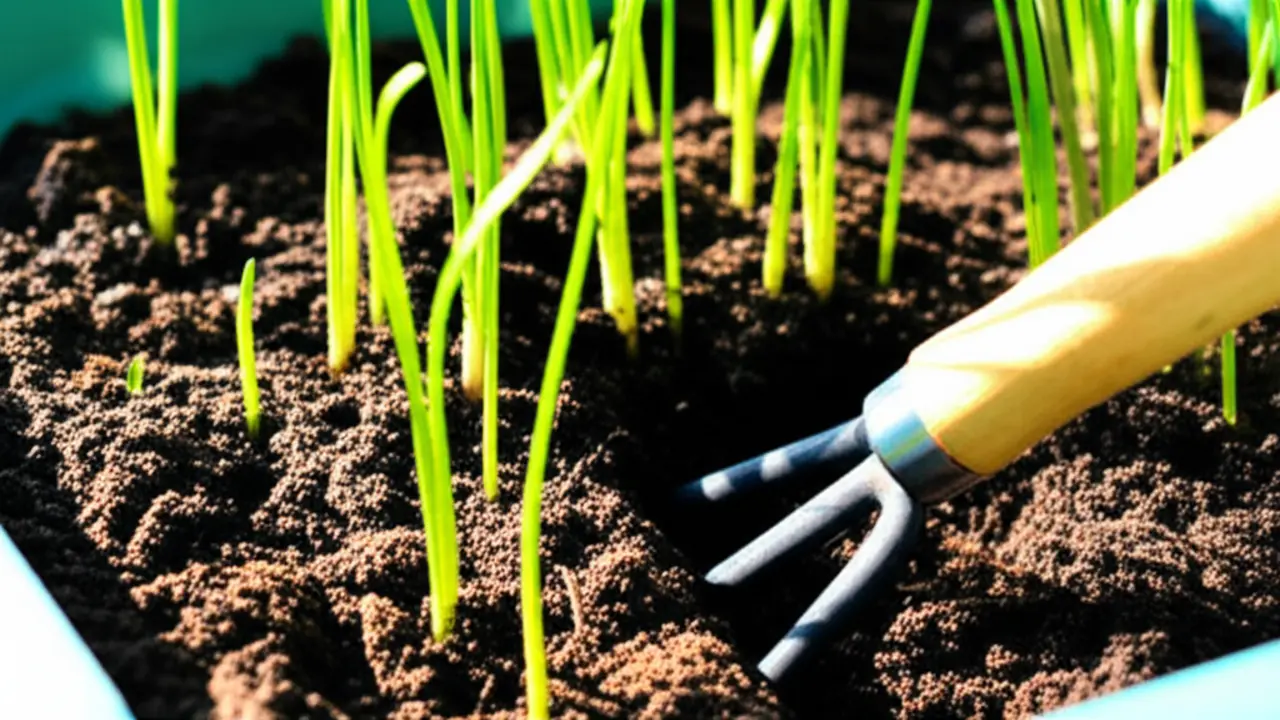 Benefits of hand cultivator use in container soil aeration Healthy aerated soil in container garden showing benefits of hand cultivator use