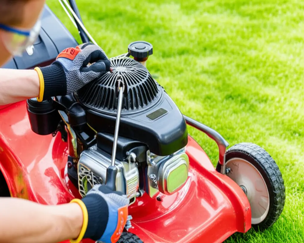 Performing lawn mower maintenance tasks