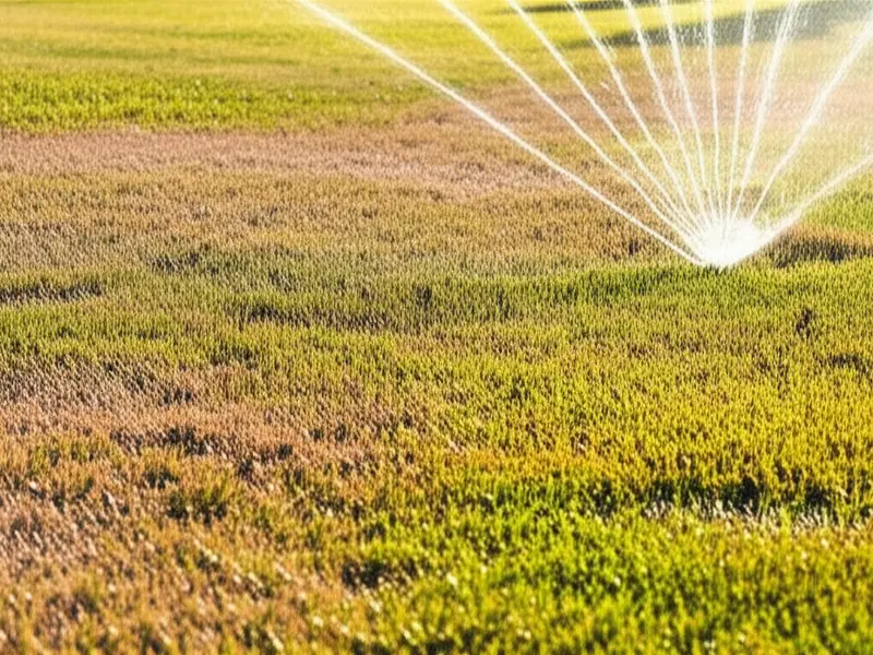 Avoid these common lawn watering mistakes for a healthier lawn. A healthy green lawn contrasted with a dry, brown lawn, illustrating the impact of proper watering.