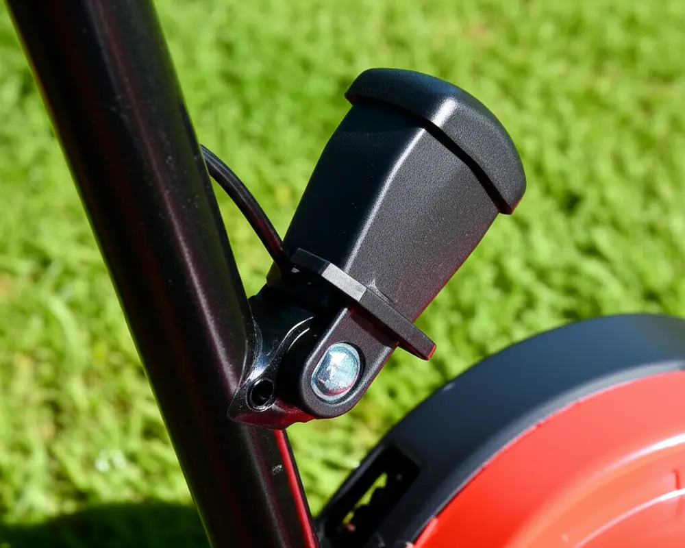 Lawn mower cutting height adjustment lever