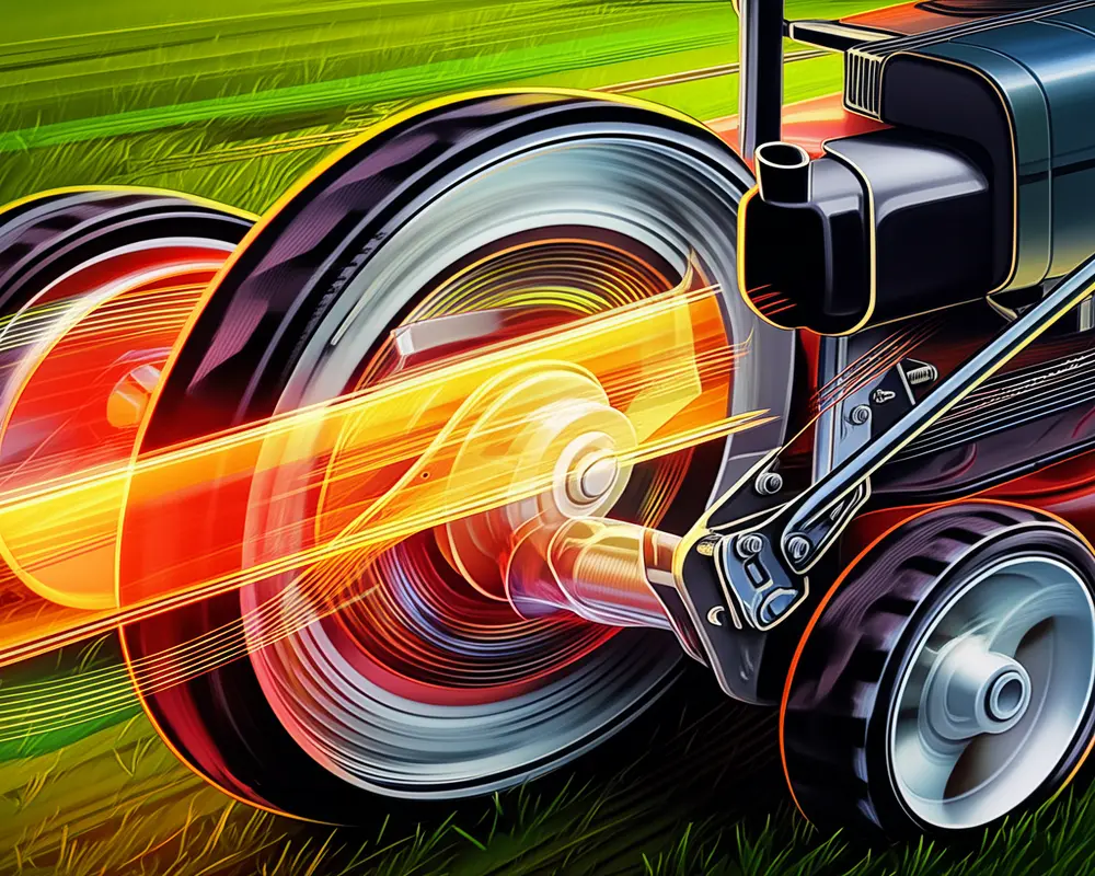Lawn mower noise sources like blades and muffler causing loud sounds