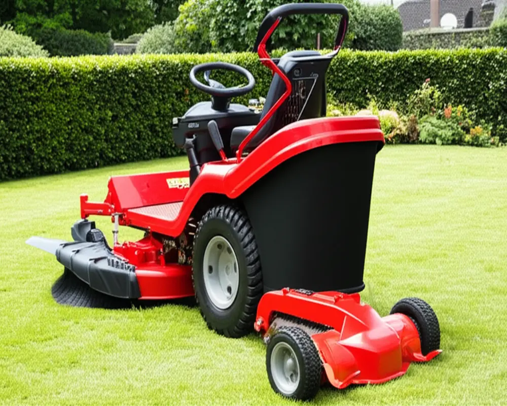 Lawn mower equipped with various attachments for yard work