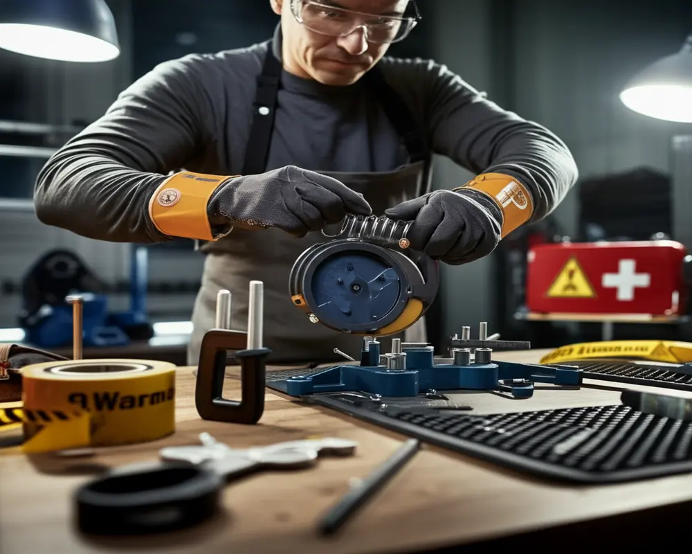 Winding the recoil spring during pull cord repair with safety precautions