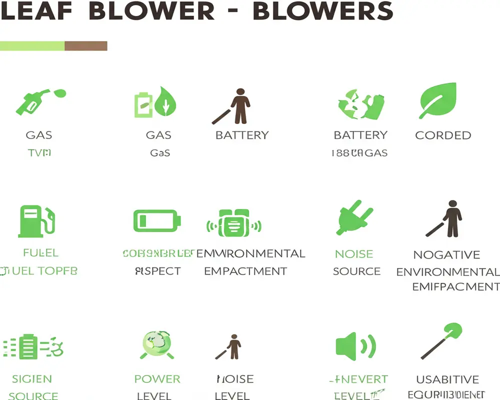 Different types of leaf blowers including electric, cordless and gas powered models