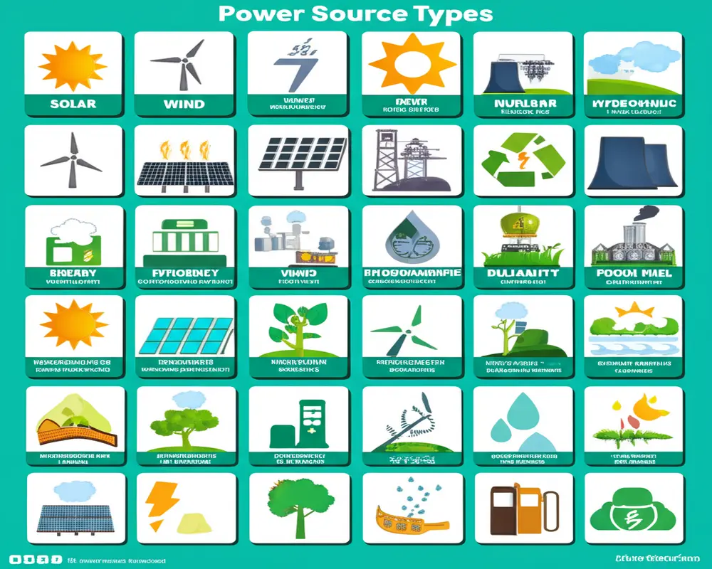 Comparison chart of power source types with specifications
