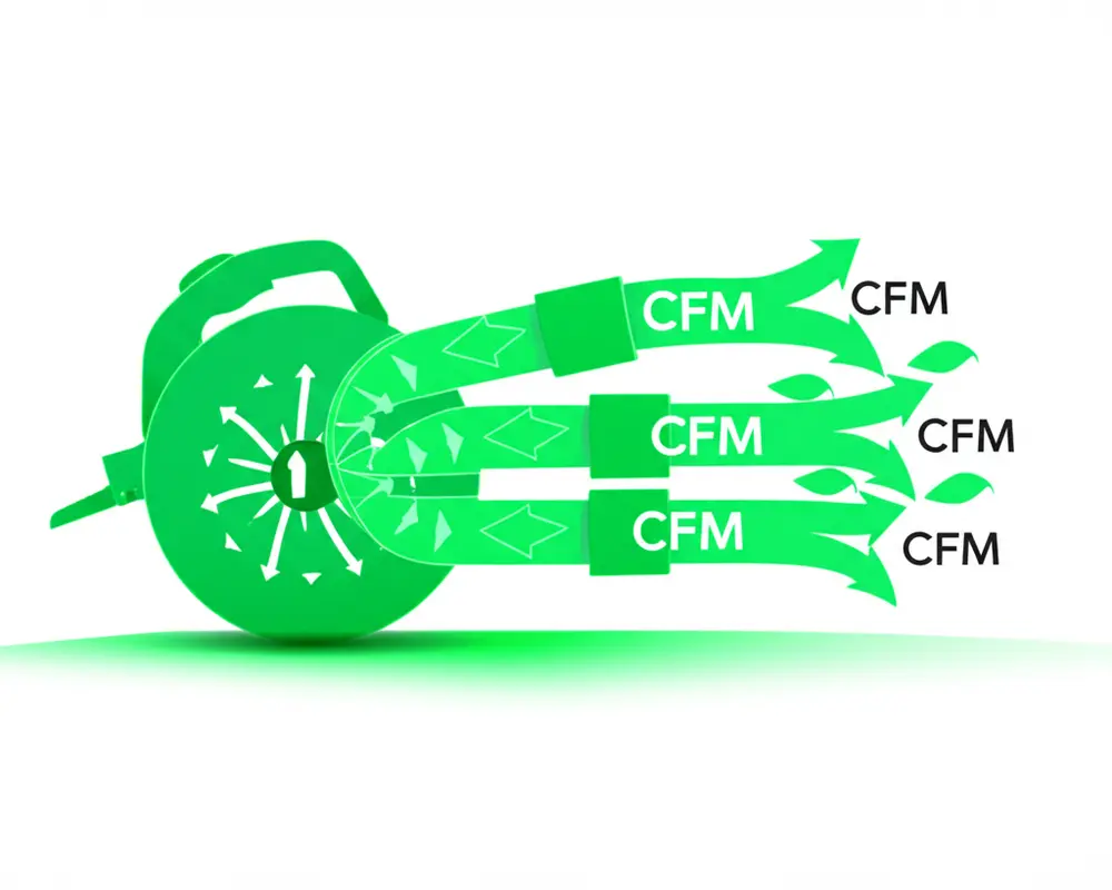 Diagram showing leaf blower CFM rating