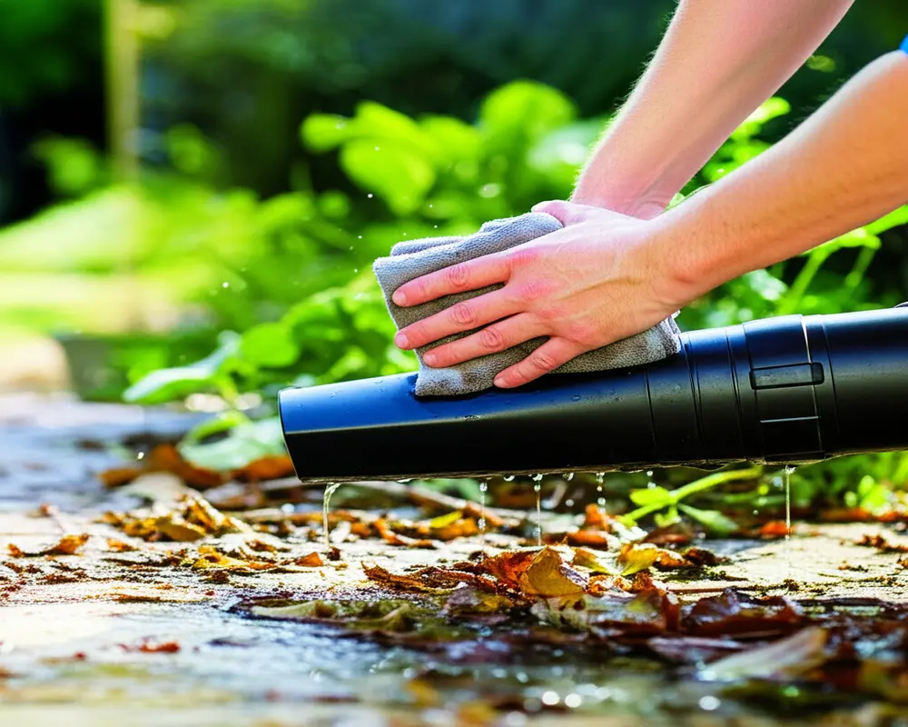 Cleaning and maintaining leaf blower after wet leaf use