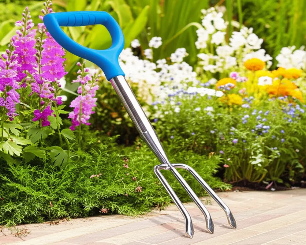 Lightweight garden fork designed for seniors with ergonomic handle