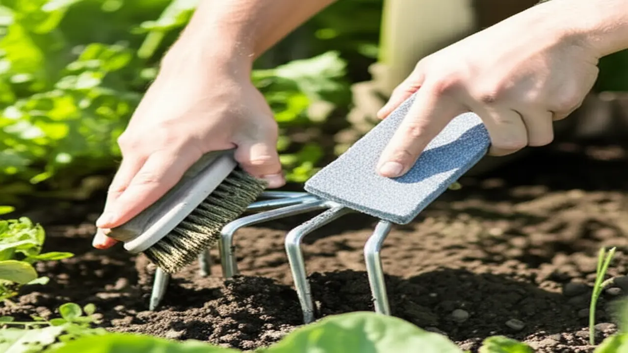 Maintenance and care of hand cultivators including cleaning and sharpening
