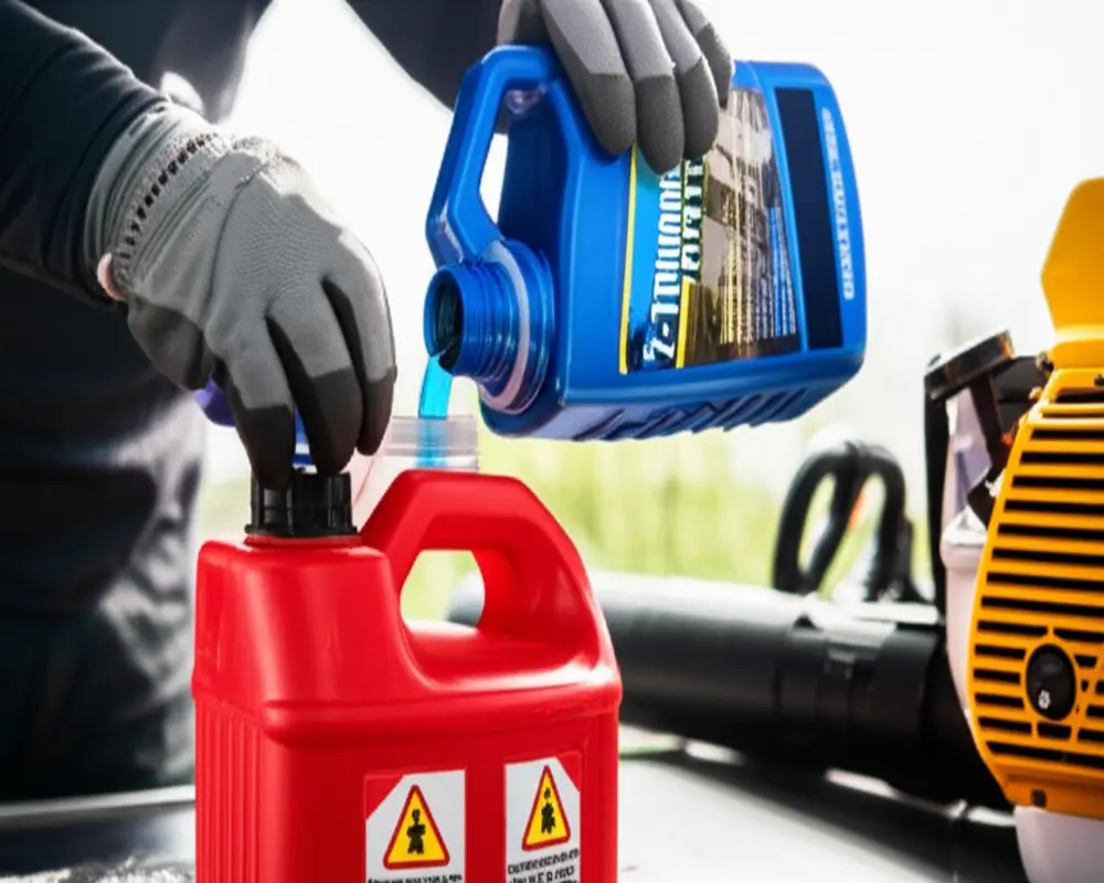Mixing 2-stroke fuel for leaf blower safely