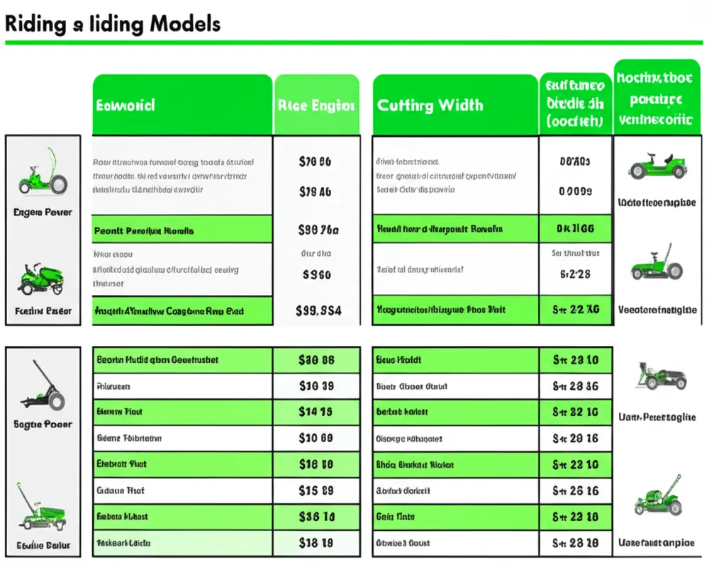 Comparison chart of top riding lawn mower models Comparison chart of top riding lawn mower models