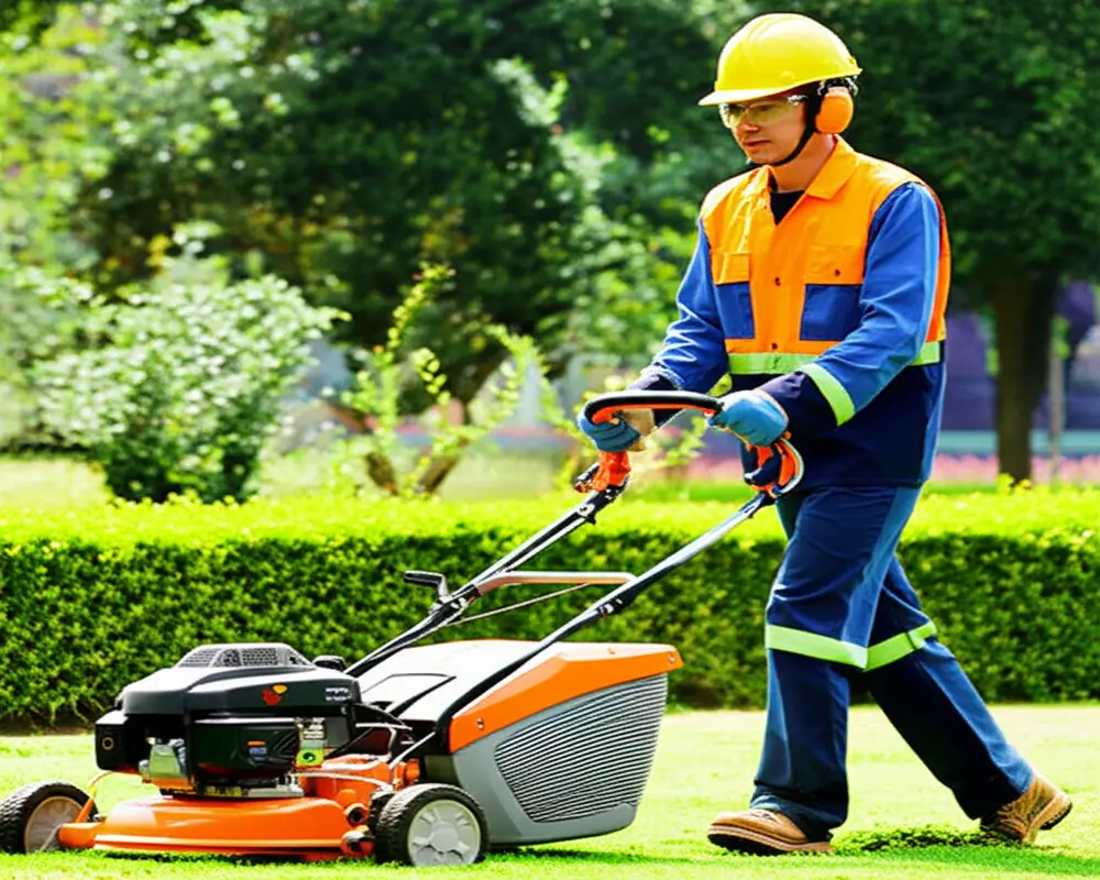Personal protective equipment for walk behind mower operation safety