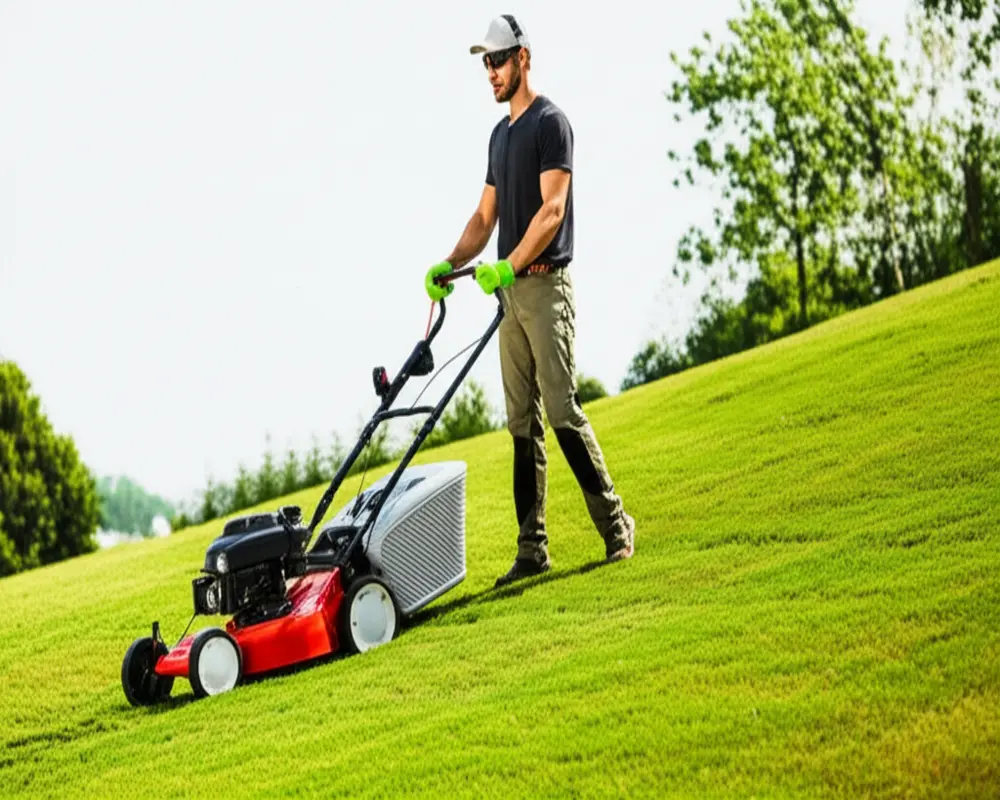 Proper mowing technique on slopes Proper mowing technique on slopes