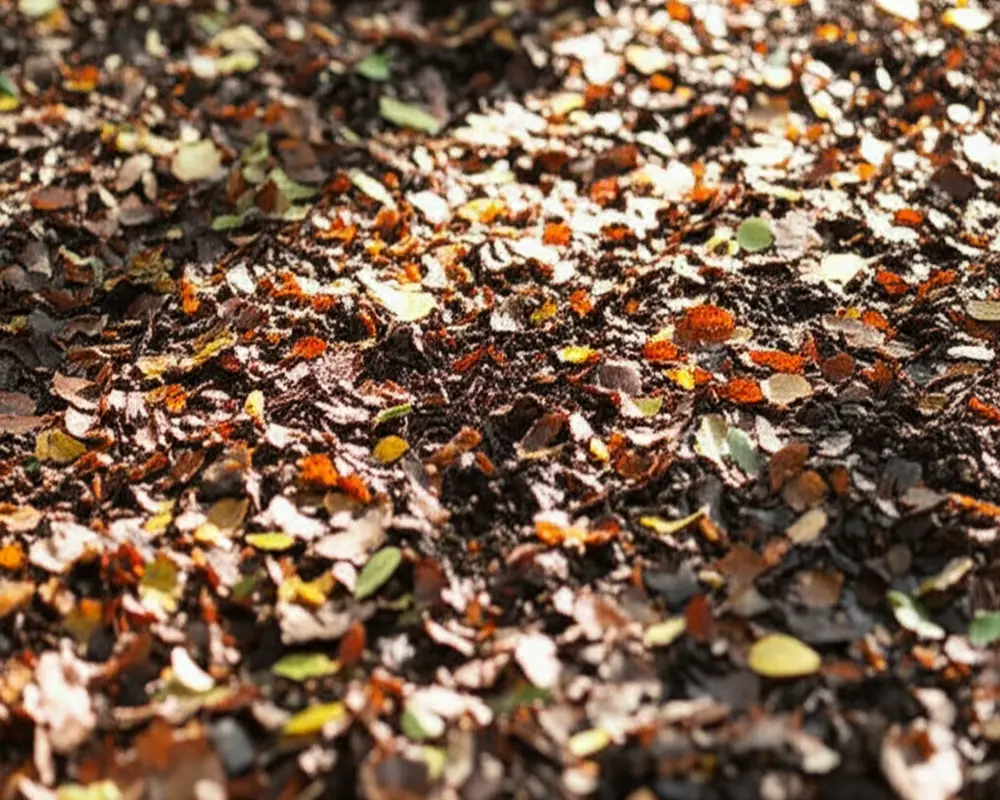 Mulched leaves used as garden mulch showing nutrient-rich organic matter