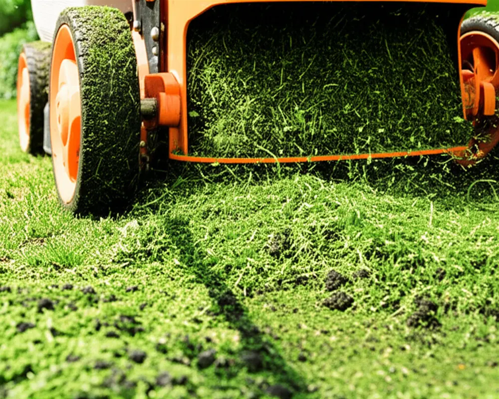 Lawn mower mulching grass clippings for nutrient-rich soil