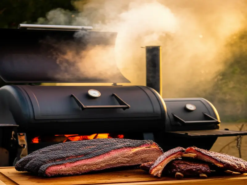 Offset smoker cooking ribs Offset smoker cooking ribs