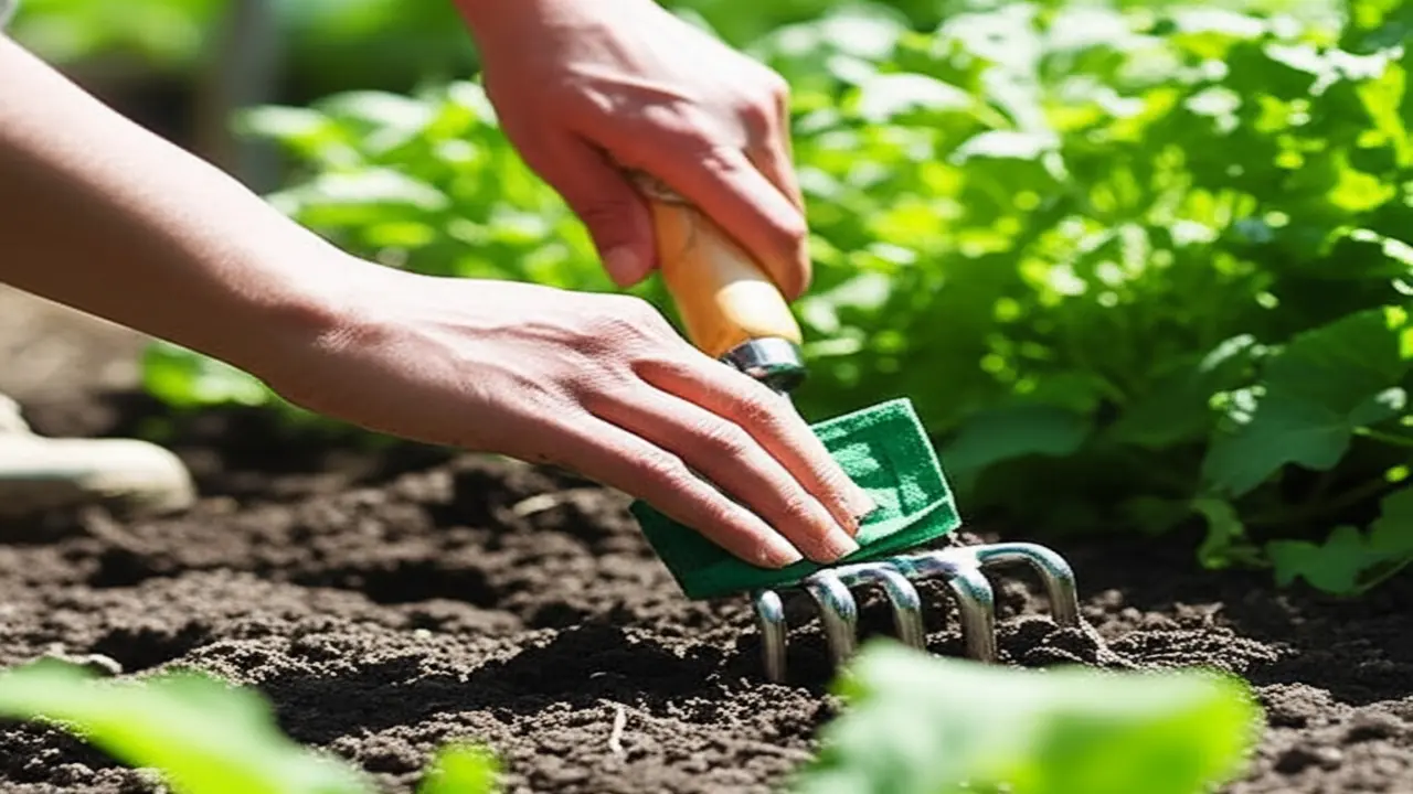 Cleaning and maintaining hand cultivator for organic gardening