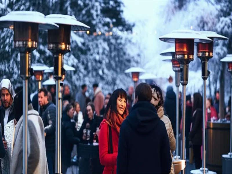 Embrace the winter chill with a pellet patio heater. Family enjoying a cozy patio gathering with a pellet patio heater in winter