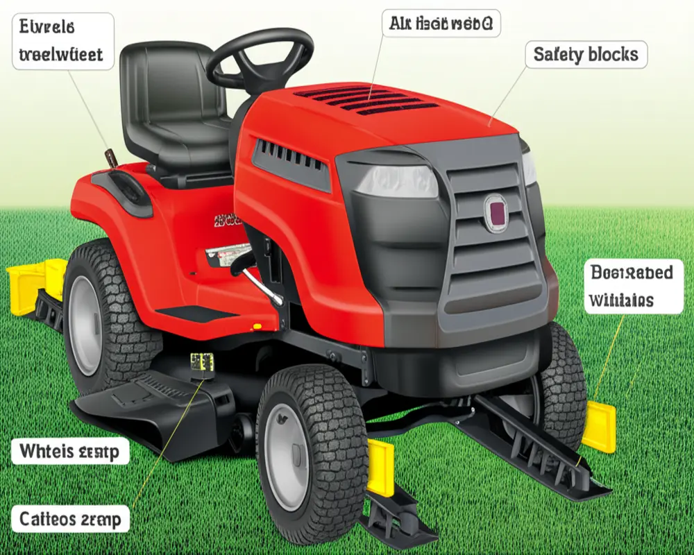Proper setup of mower on ramps for safe deck cleaning
